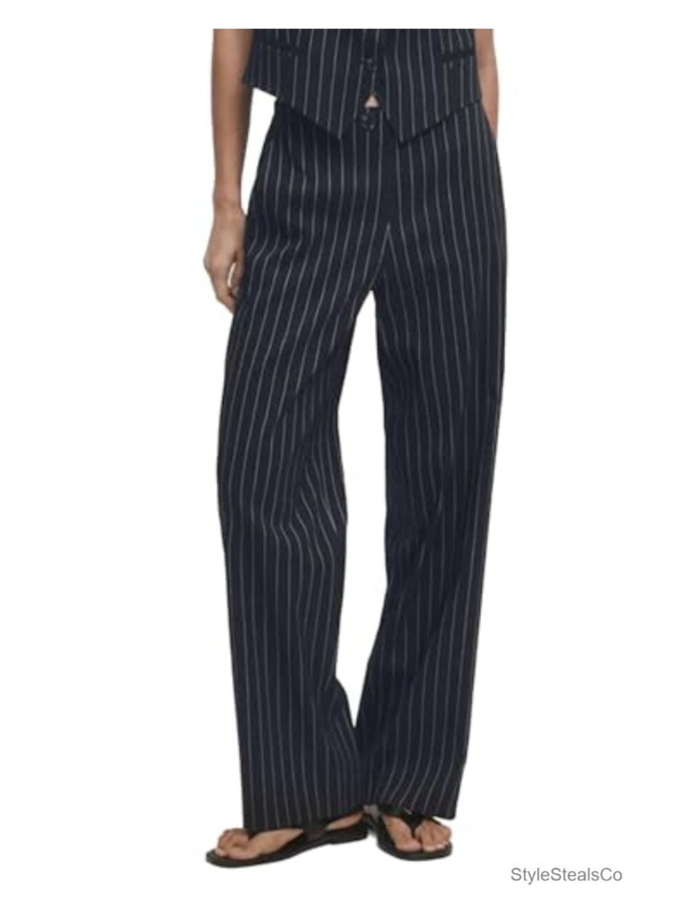 Women's High Waisted Wide Leg Pants Stripe Pinstripe Trousers Business Work